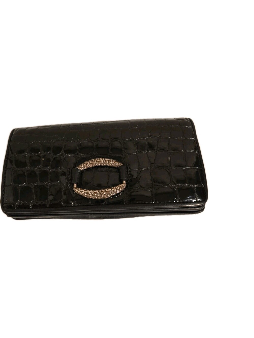 brighton wallets for women Cher Black Patent Leather Croc Embossed Clutch...